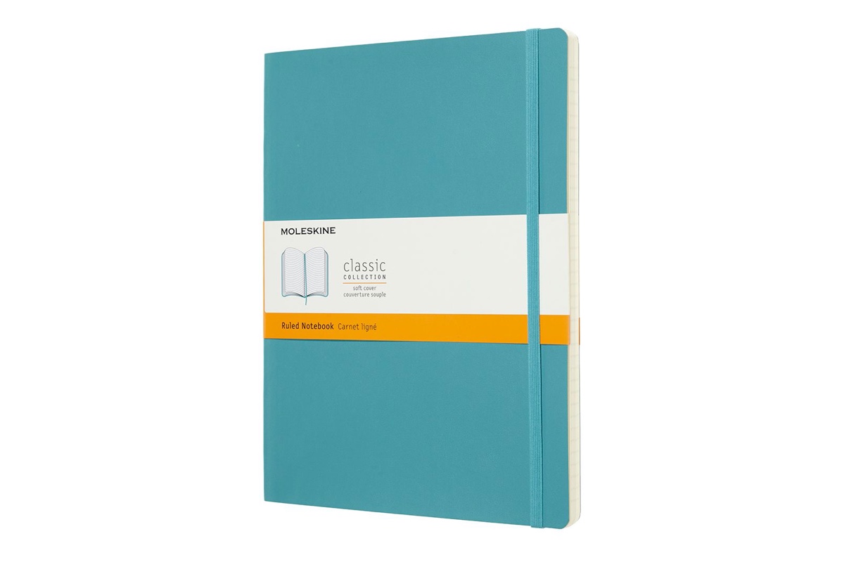 Eik makkelijk te gebruiken Stoffig Moleskine softcover notitieboek gelinieerd XL Reef Blue 19 x 25 cm. |  Alternote.nl 